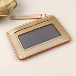 Vegan Leather Card Holder | Orange & Silver