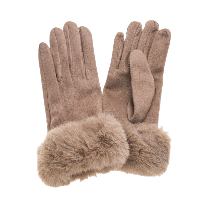 Winter Gloves with Faux Fur Cuffs | Cappuccino Beige