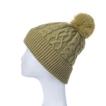 Women's Cable Knit Bobble Hat | Artichoke Green