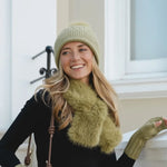 Women's Cable Knit Bobble Hat | Artichoke Green