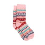Women's Fairisle Cosy Socks | Pastel Pink/Red/Aqua