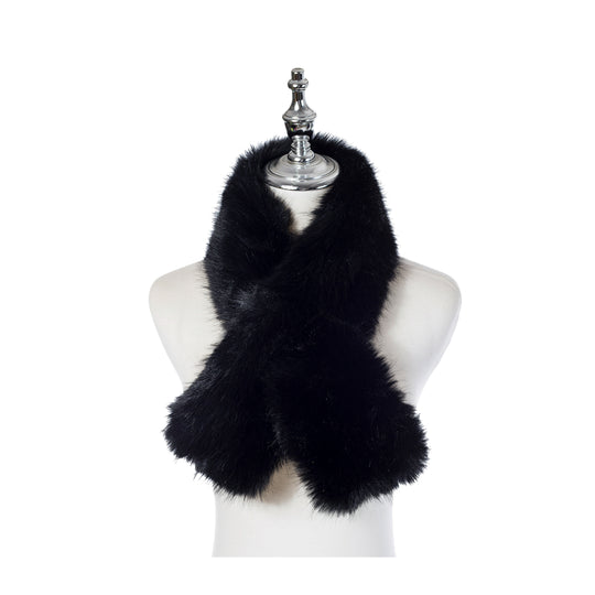 Women's Faux Fur Pull Through Scarf | Ebony Black