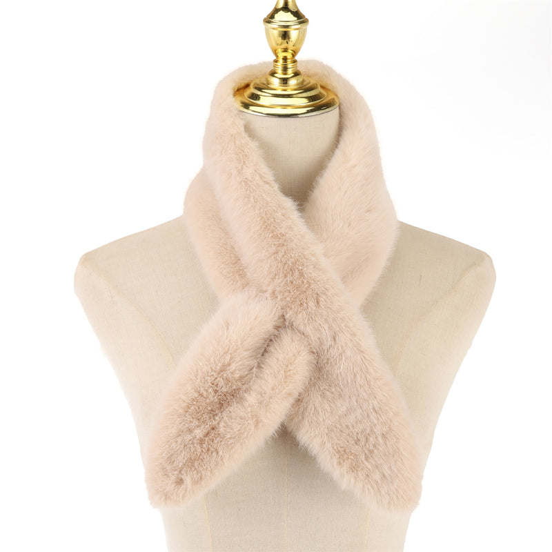 Women's Faux Fur Wrap-Over Scarf | Linen
