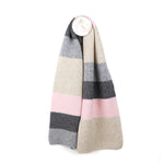 Women's Knitted Stripe Scarf | Grey/Pink/Beige