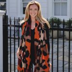 Women's Leopard Print Winter Scarf with Tassels | Burnt Spice