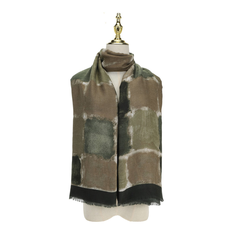 Women's Patchwork Print Scarf | Green