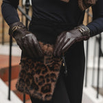 Women's Quilted Vegan Leather Gloves with Buckle Detail | Chocolate Brown