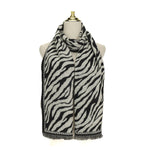 Women's Zebra Print Scarf | Black & Beige