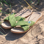 Woven Summer Sliders | Olive Green