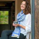 Reversible Chevron Jacquard Scarf | Blue