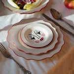 Carmine Scalloped Breakfast Plate