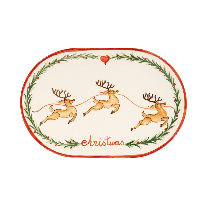 Ceramic Christmas Reindeers Serving Platter