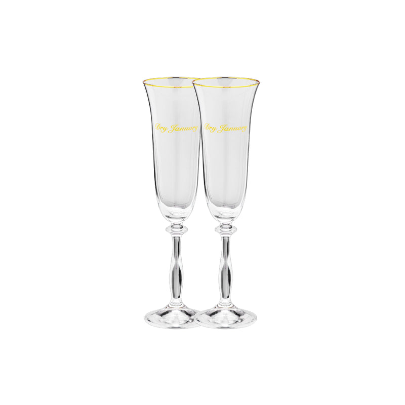 'Dry January' Champagne Flutes | Set of 2
