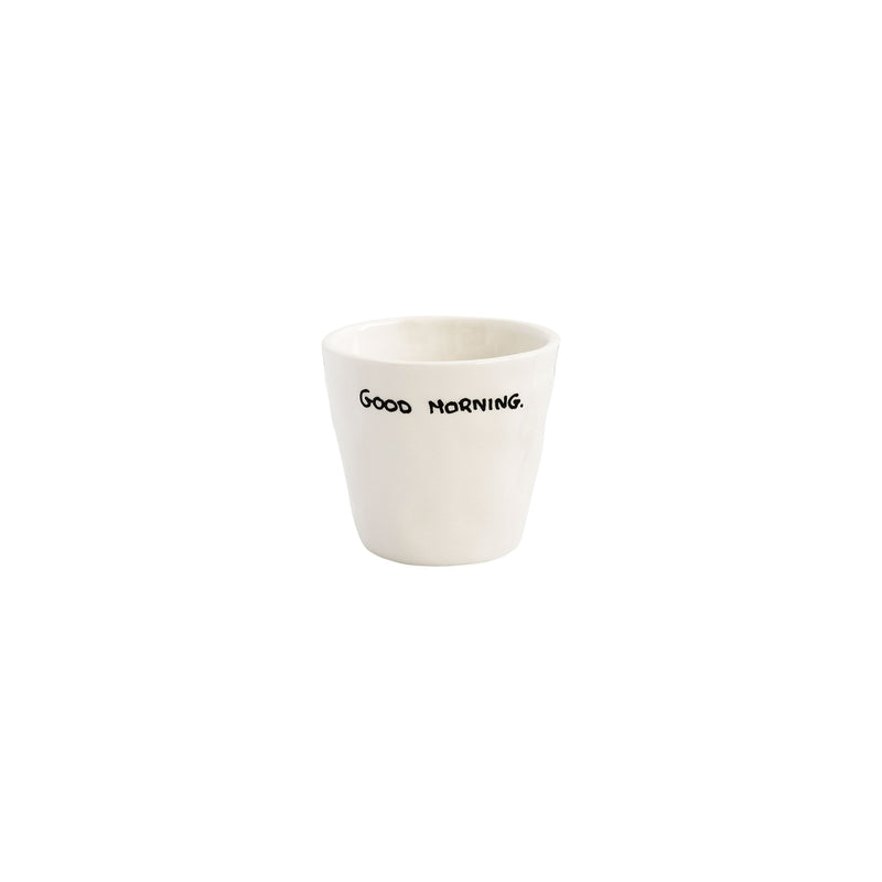 'Good Morning' Ceramic Espresso Cup | White