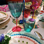 Jazzy Wine Glass | Green & Pink