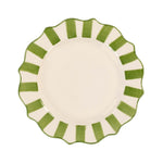 Scalloped Edge Breakfast Plate | Green & White