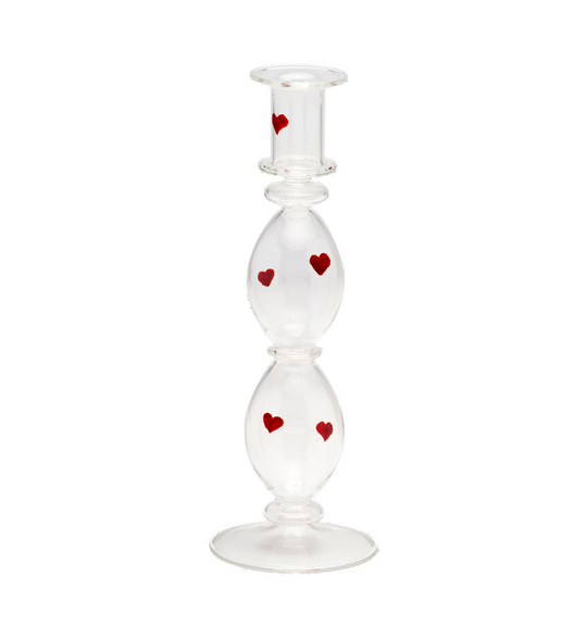 Sweet Sorrow Heart Taper Candle Holder | Glass | 23cm
