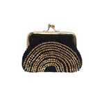 Corduroy Clip Closure Coin Purse | Black/Gold