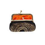 Corduroy Clip Closure Coin Purse | Black/Gold