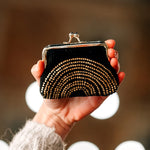 Corduroy Clip Closure Coin Purse | Black/Gold