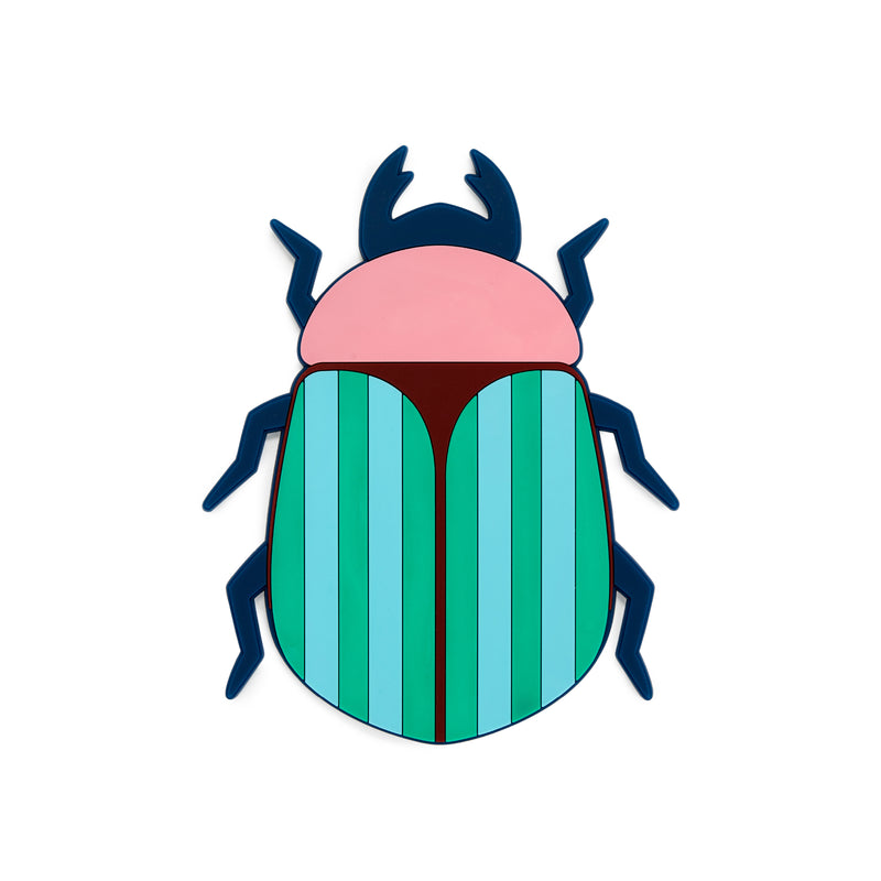 Beetle-Shaped Trivet | Blue & Pink
