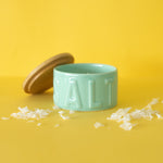 Ceramic Salt Cellar with Bamboo Lid | Turquoise