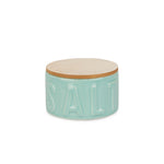 Ceramic Salt Cellar with Bamboo Lid | Turquoise