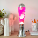 Retro Magma Lava Lamp | Silver & Pink