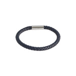 Men's Single Plaited Leather Bracelet | Navy