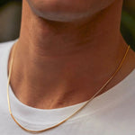 Men's Thin Box Chain Necklace | Gold Plated