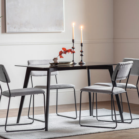 Blair Rectangular Smoked Glass Dining Table | Black Oak