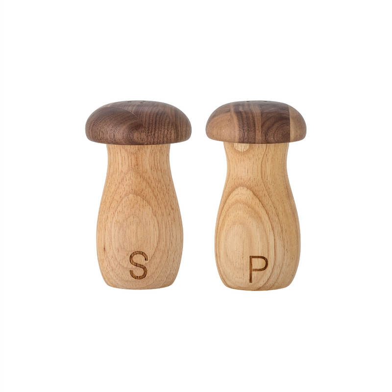 Rahim Mushroom Salt & Pepper Shakers | Rubberwood | Set of 2