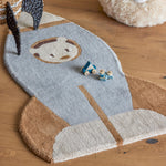 Space Rocket & Teddy Bear Rug | Wool | 100cm