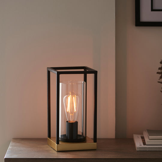 Caleb Industrial Table Lamp | Sand Black/Satin Brass