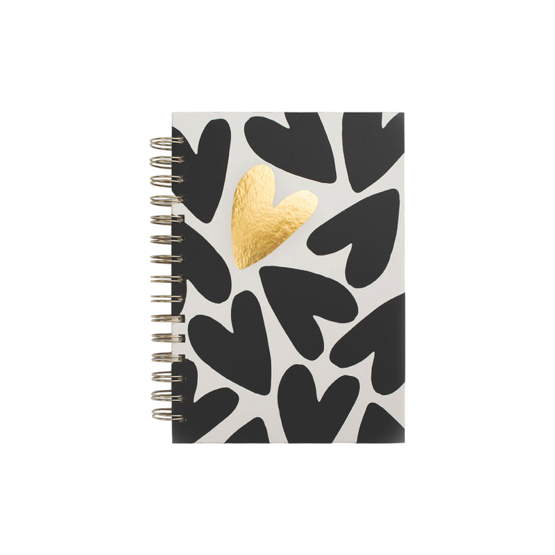 A5 Mono Hearts Hard Cover Notebook