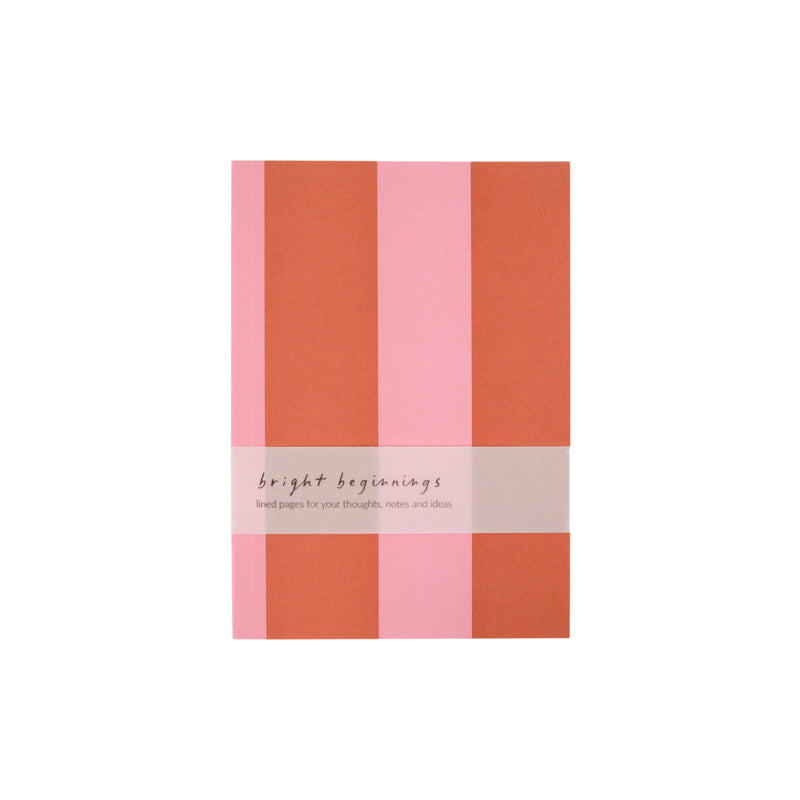 A5 Softcover Stripe Notebook | Orange & Pink