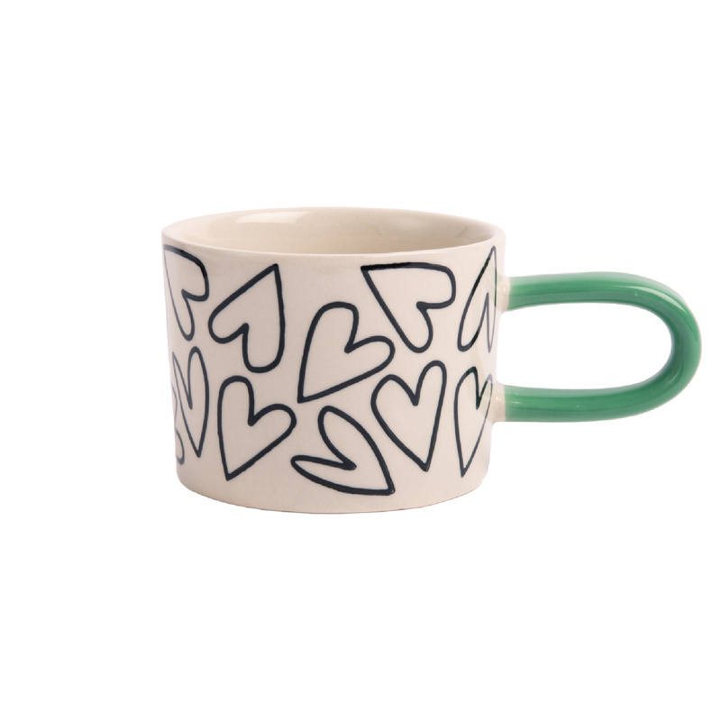 Ceramic Mono Outline Hearts Mug