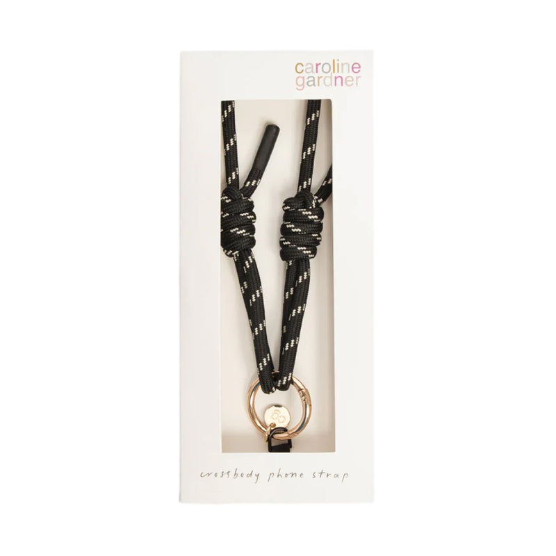 Corded Crossbody Phone Strap | Black/White