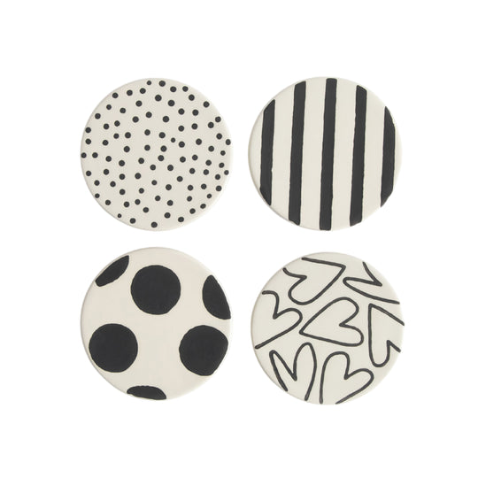 Mixed Print Coasters | Monochrome | Set of 4