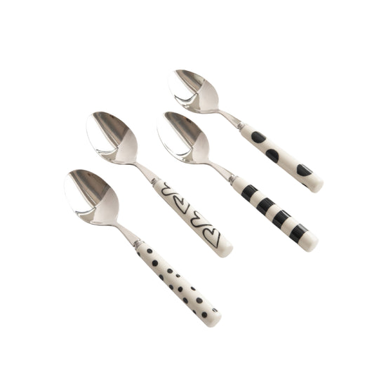 Mixed Print Teaspoons | Monochrome | Set of 4