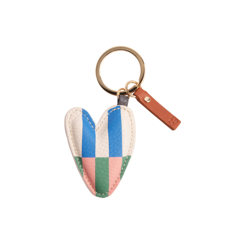 Multi Stripe Heart Keyring