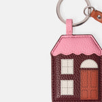 Vegan Leather House Keyring | Wine & Pink