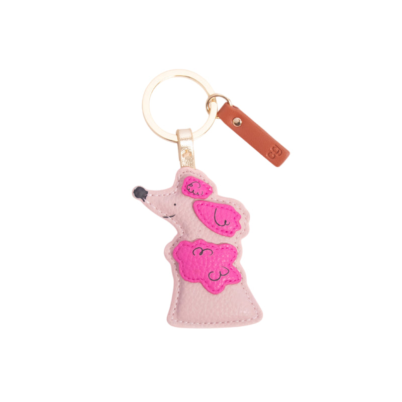 Vegan Leather Poodle Keyring | Pink