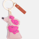 Vegan Leather Poodle Keyring | Pink