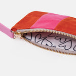Velvet Rectangle Stripe Pencil Case | Orange & Pink