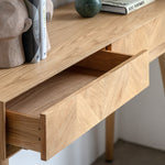 Milano Chevron 2 Drawer Console Table | Oak