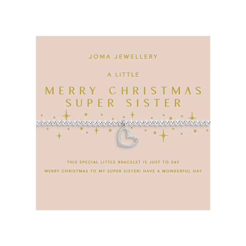 Christmas A Little 'Merry Christmas Super Sister' Bracelet | Silver Plated