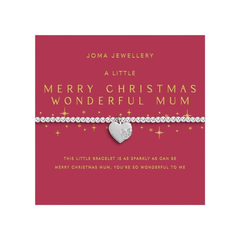 Christmas A Little 'Merry Christmas Wonderful Mum' Bracelet | Silver Plated
