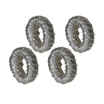 Beaded Silver Thread Napkin Rings | Set of 4