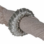 Beaded Silver Thread Napkin Rings | Set of 4